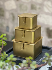 Cajas Latón Metal Cuadradas