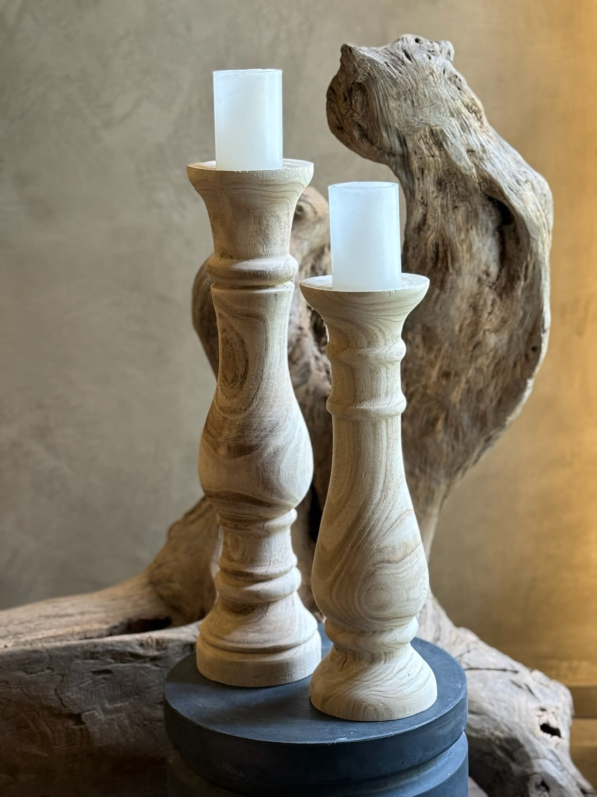 Portavelas de Madera - Set de 2