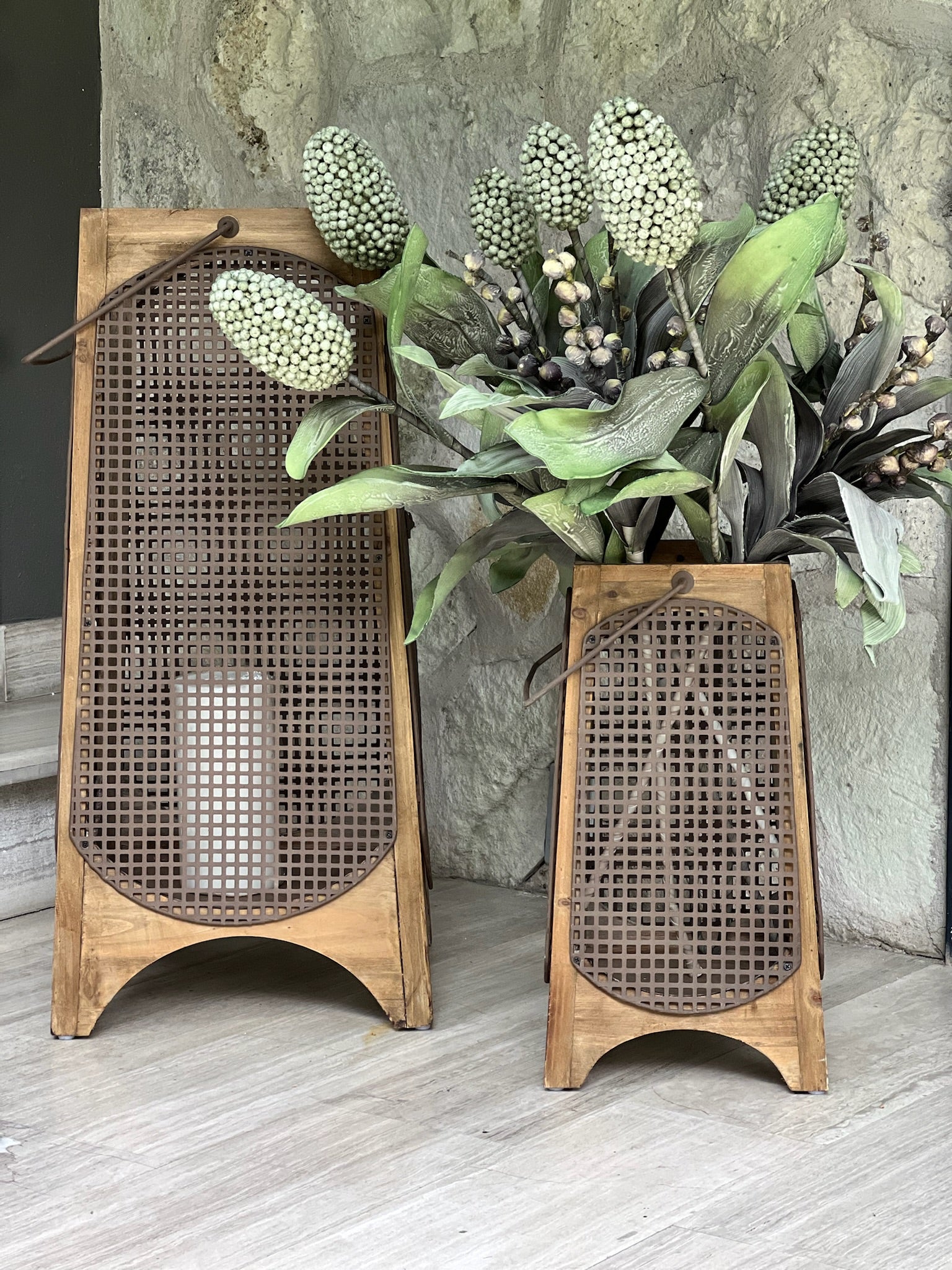 Linterna Rattan Set/2